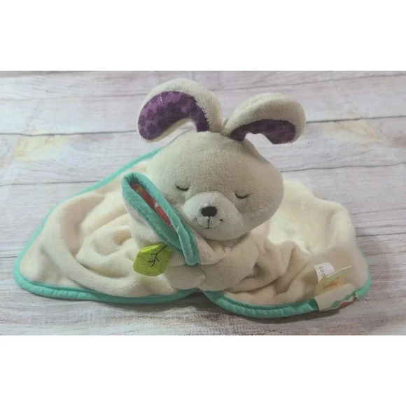 B Cuddly Plush Bunny Rabbit Security Blanket Lovey Toy Crinkle Leaf - Picture 2 of 4